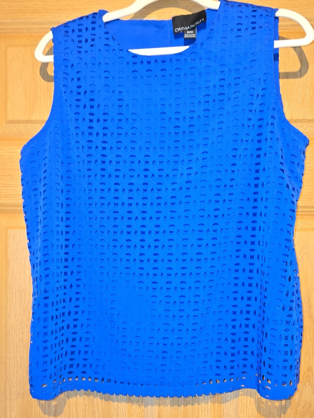 Cynthia Rowley Cobalt Blue Eyelet Sleeveless Blouse